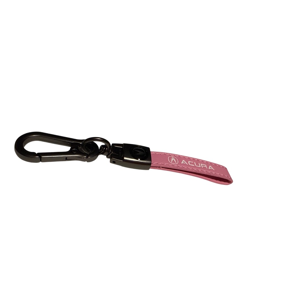 Acura Pink Leather Swivel Keychain Gunmetal Carabiner Clip Car Logo Key Fob